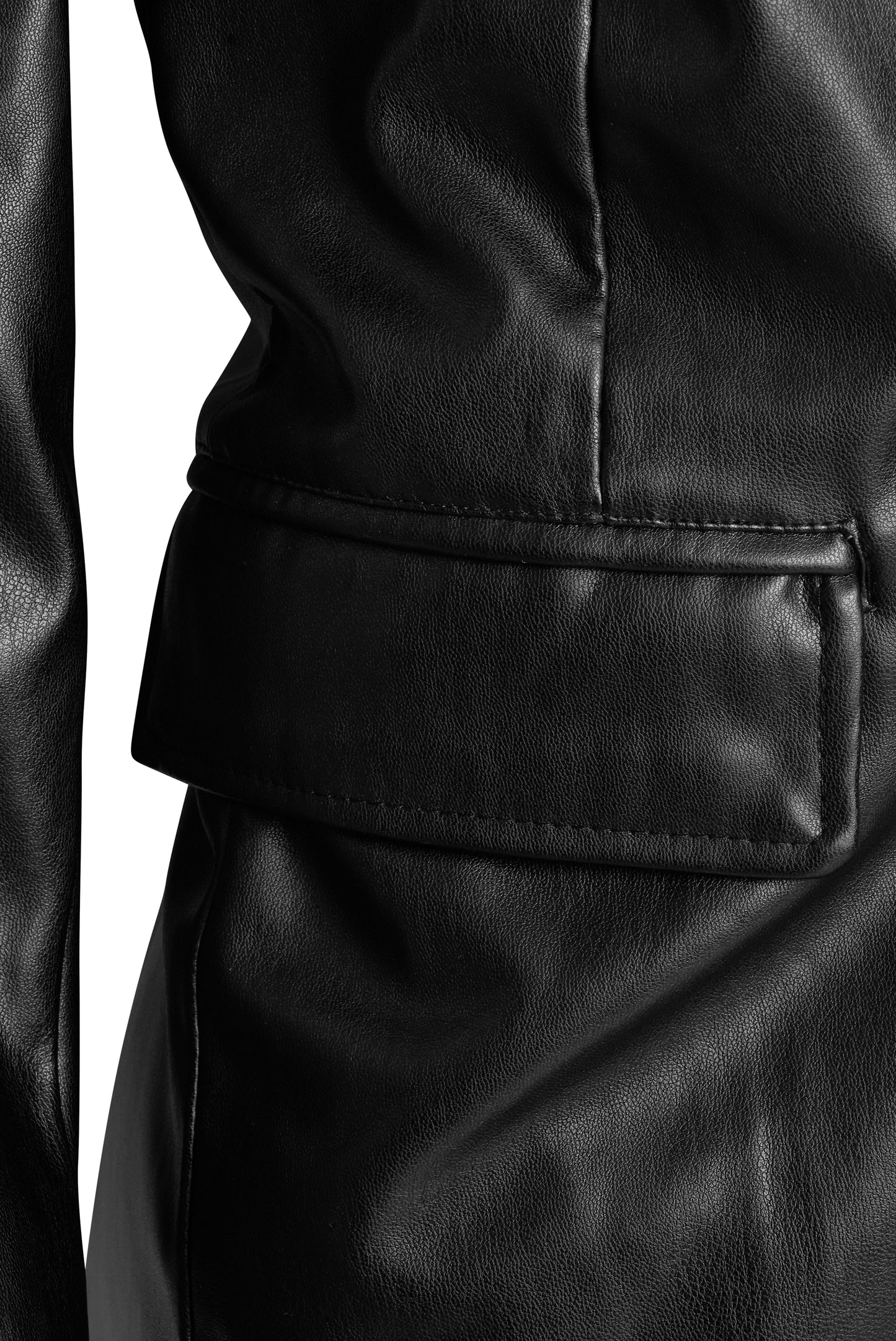 Fawn Nikki Faux Leather Blazer in Black