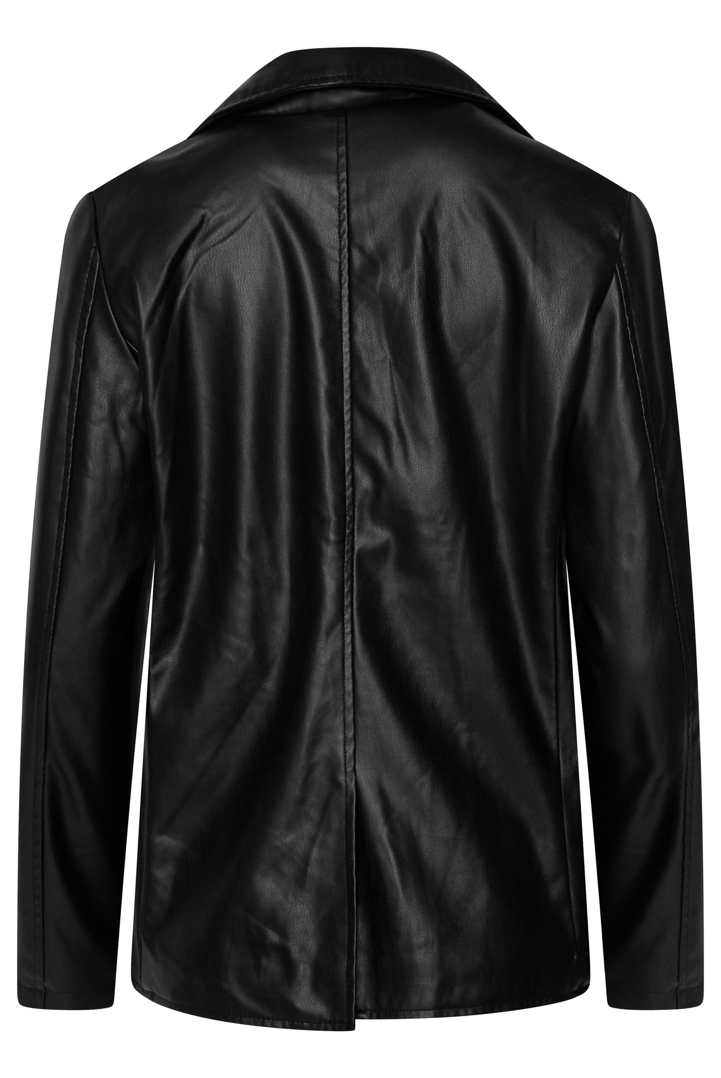 Fawn Nikki Faux Leather Blazer in Black