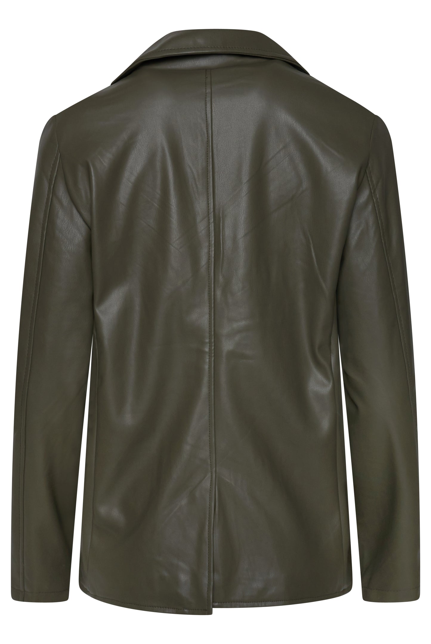 Fawn Nikki Faux Leather Blazer in Olive