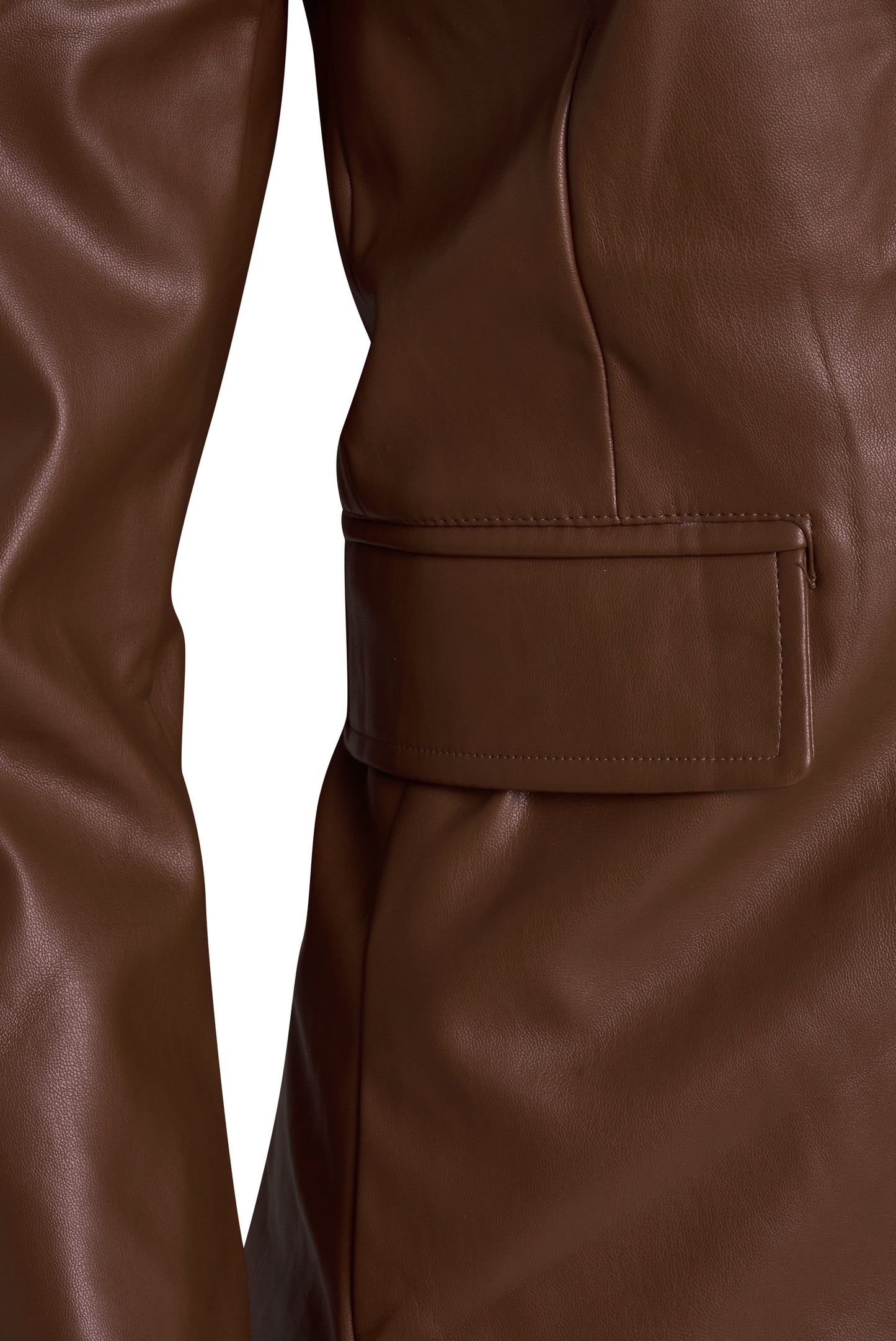 Fawn Nikki Faux Leather Blazer in Brown