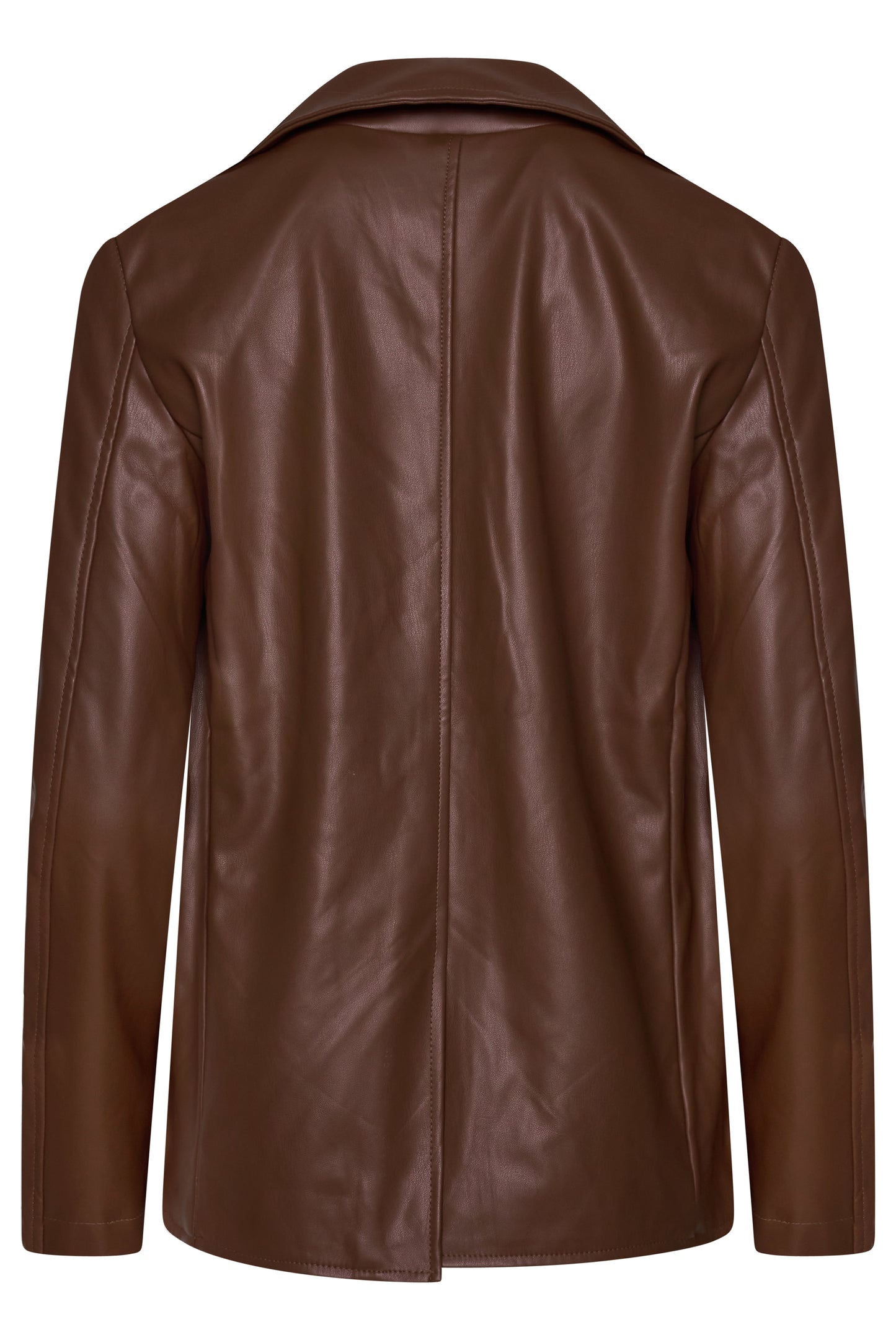 Fawn Nikki Faux Leather Blazer in Brown