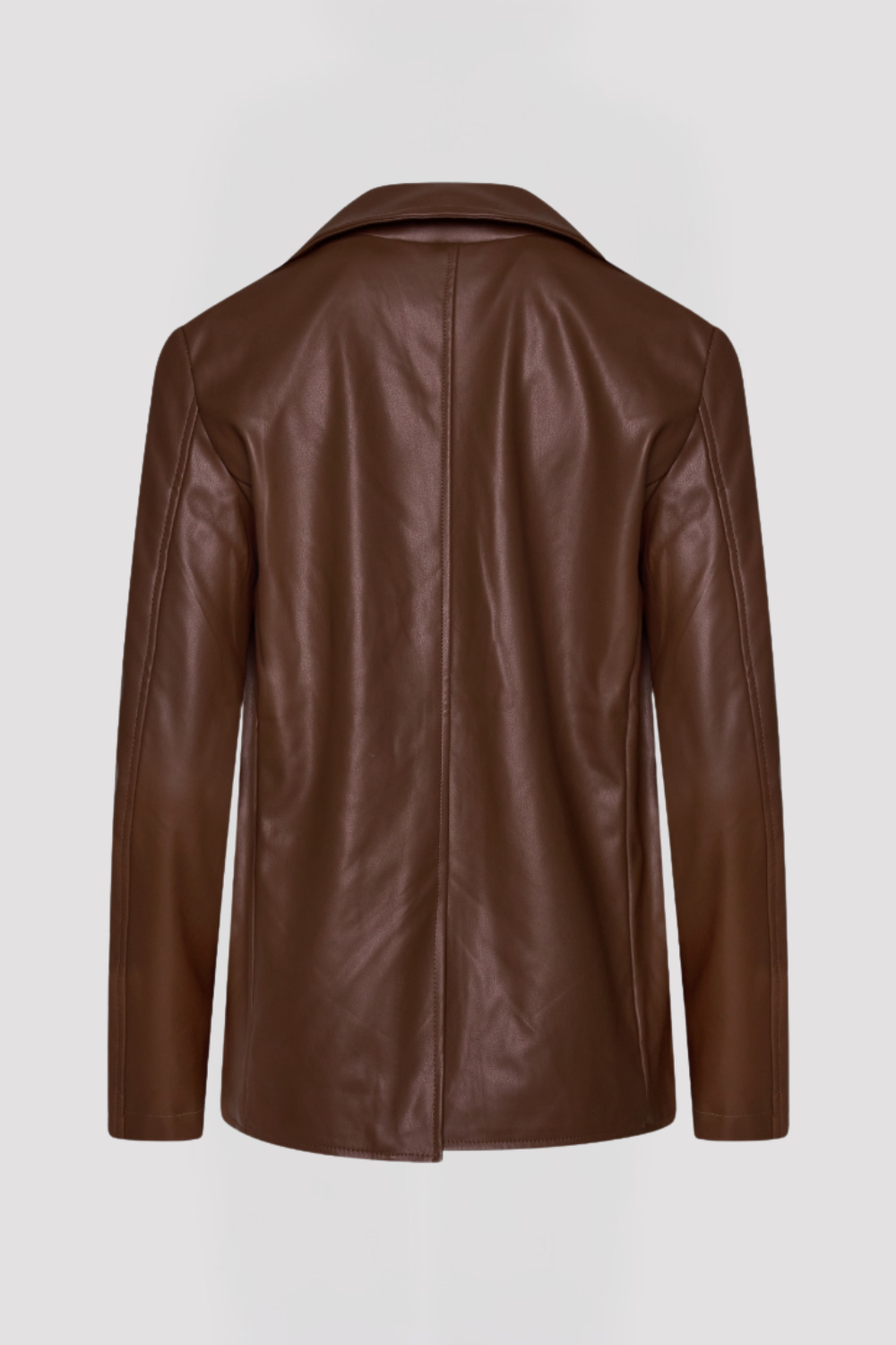 Fawn Nikki Faux Leather Blazer in Brown