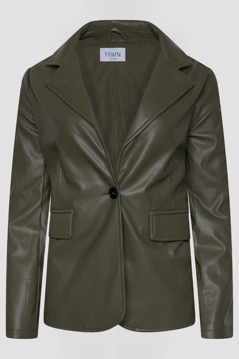 Fawn Nikki Faux Leather Blazer in Olive