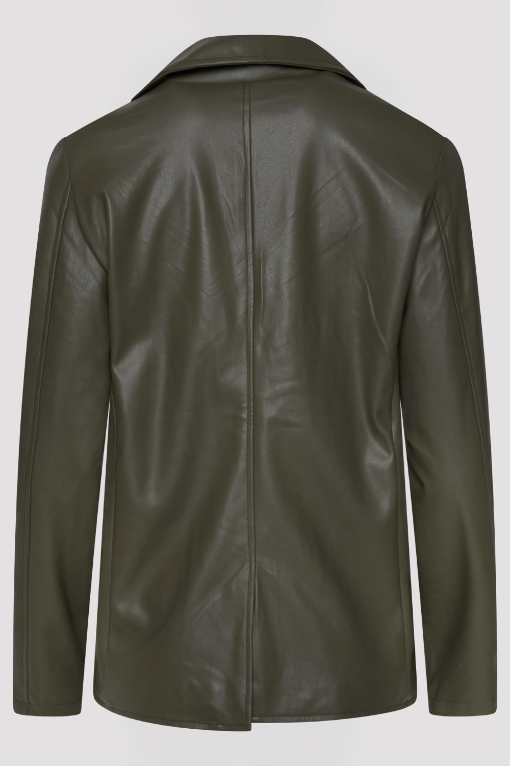 Fawn Nikki Faux Leather Blazer in Olive